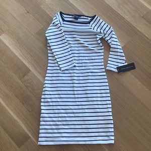 French connection striped, fitted dress.